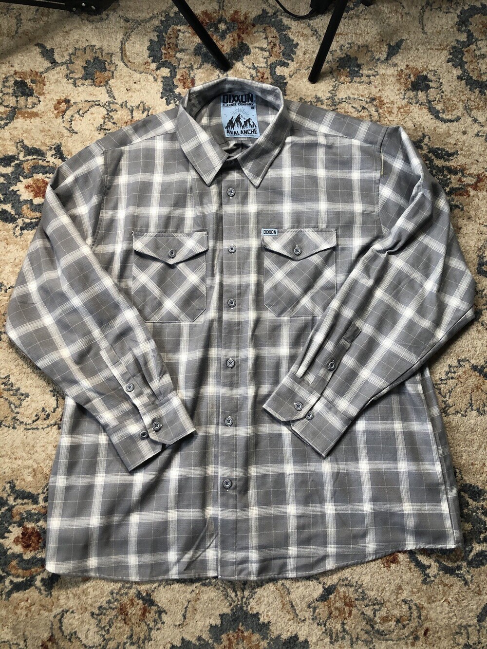 Dixxon Shirt Mens 4XL Light Grey Plaid Flannel Button Long Sleeve The Avalanche